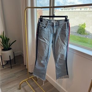 Mother Superior insider crop step fray racer stripe denim size 25